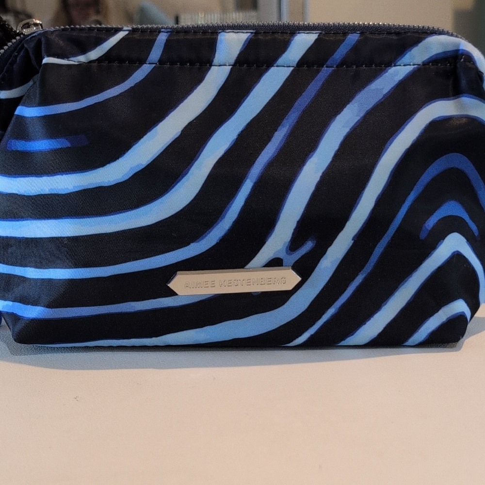 Aimee Kestenberg Black and Blue Patterned Cosmetics Bag